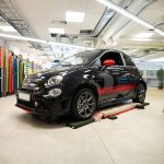 Fiat Abarth 595 - PPF fram,Huv,skärmar, Orafol - 970-030 Dark red - Stripes, backspeglar, Frontläpp - 3