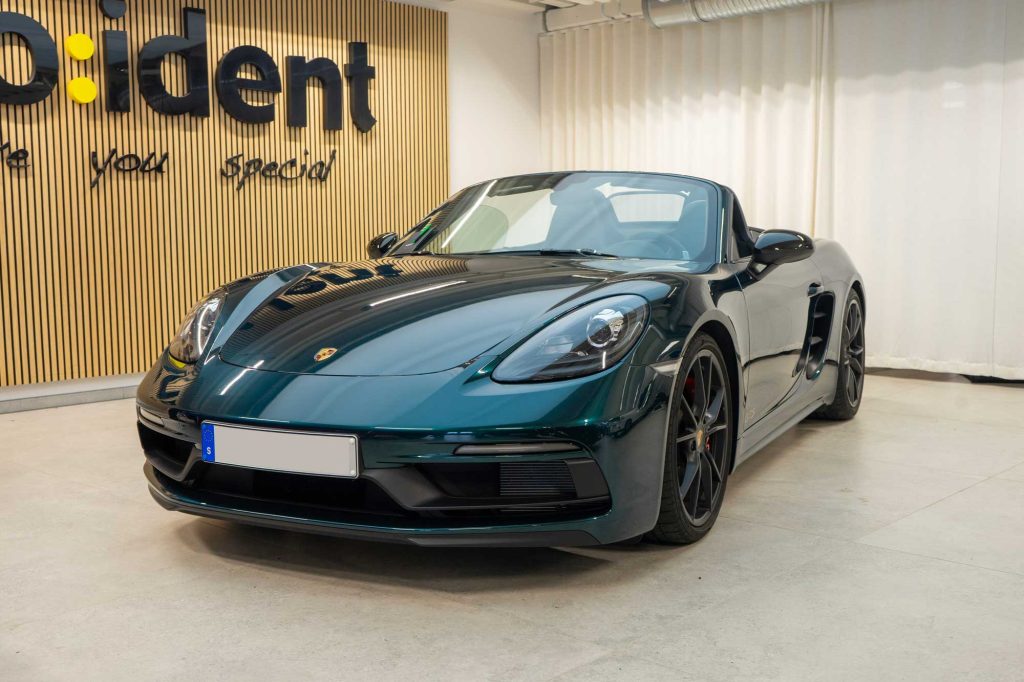 Porsche Boxster GTS - Teckwrap PPF - Racing green - Printad wrap inner del